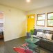 View of back door from kitchen corner